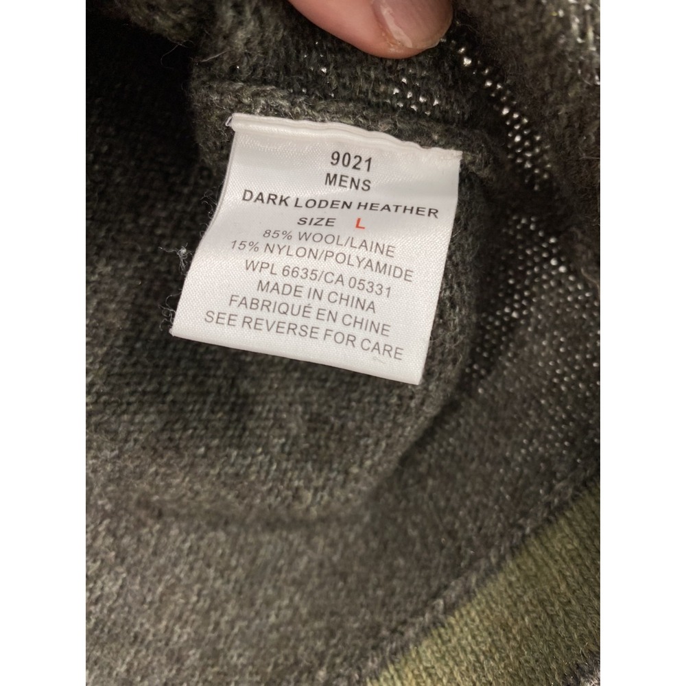 Woolrich Knit Sweater Men's Sz L Military Green Wool Blend Rustic Winter Cabin - Picture 7 of 11